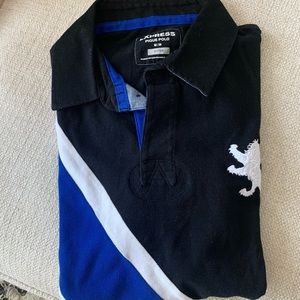 Express | NWOT Slash Strip Logo Polo